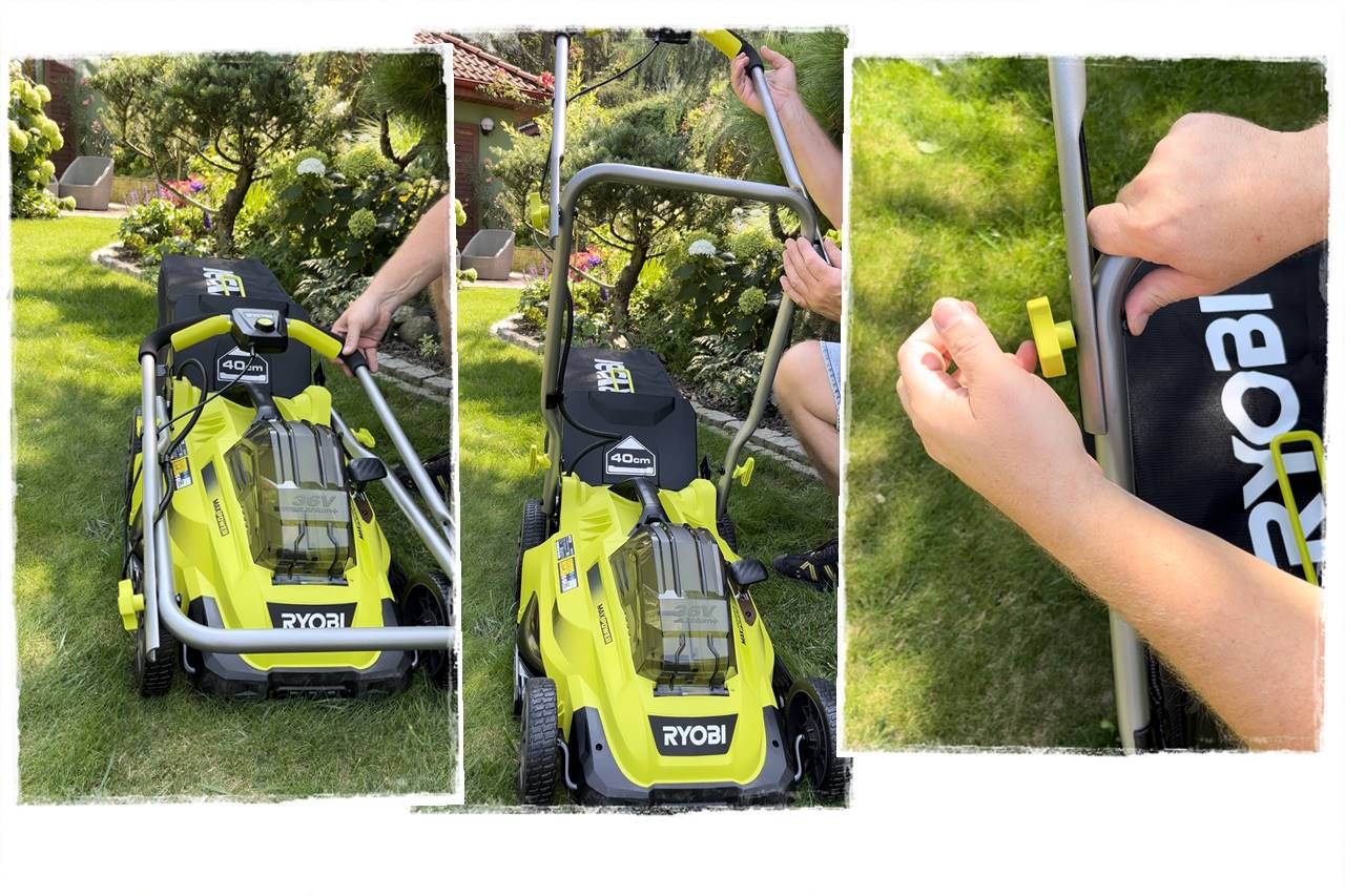 Rozkładanie kosiarki na akumulator RYOBI 36 V Kosiarka akumulatorowa RYOBI 400